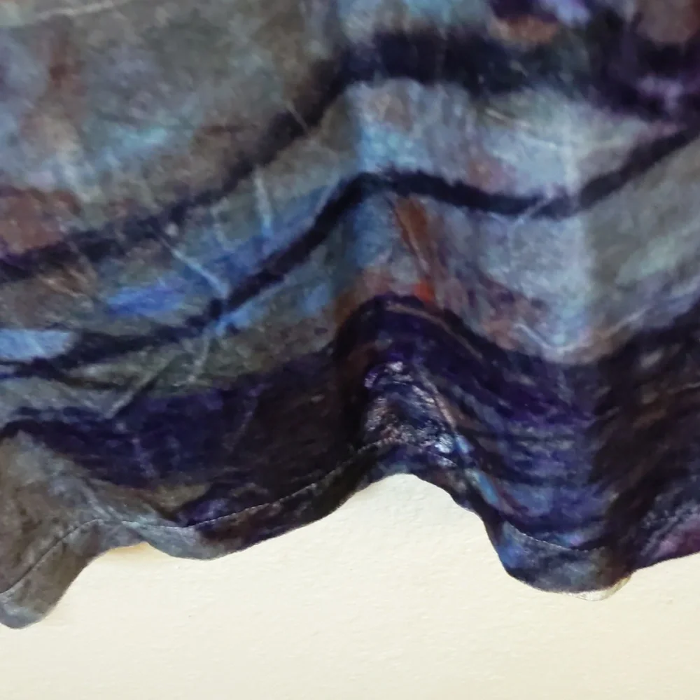 Johnny Was Velvet Blouse Silk Sleeves Boho Lagenlook Dark Oversized Fall L - Picture 5 of 7